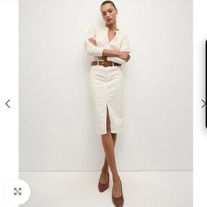 Veronica Beard Breves Corduroy Cream Midi Skirt NWT